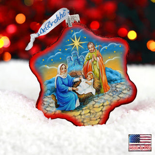 Holy Family Snowflake Glass Ornament by G. DeBrekht - Nativity Holiday Decor - 73552S