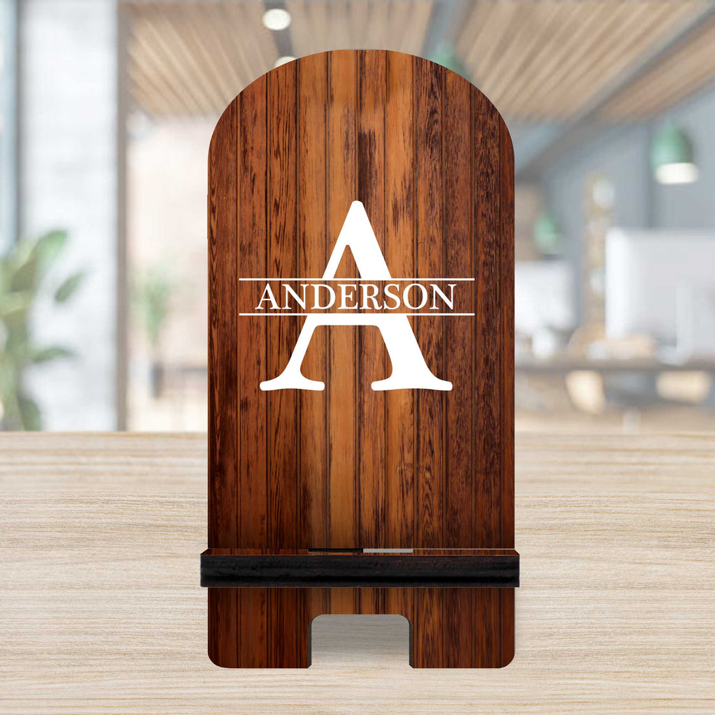 Family Name Personalized Cell Phone Stand Custom Monogram Wood Stand Mobile Tablet Holder Charging Station Organizer - 892010P