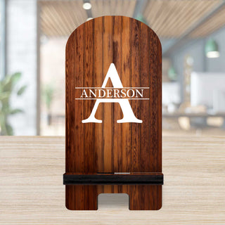 Family Name Personalized Cell Phone Stand Custom Monogram Wood Stand Mobile Tablet Holder Charging Station Organizer - 892010P