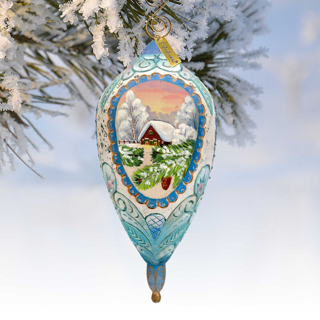 Winter Cottage Sculpted Ornament by G. DeBrekht - 621141