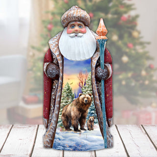 Grizzly Bear Santa Hand-Painted WOODCARVED Masterpiece by G. DeBrekht - Christmas Decor - 8202014