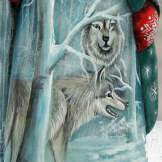 Adoration Santa and Wolves Hand-Painted WOODCARVED Figurine by G. DeBrekht - Christmas Decor - 8214452 *** PRE-ORDER - Handmade Just for You! ***