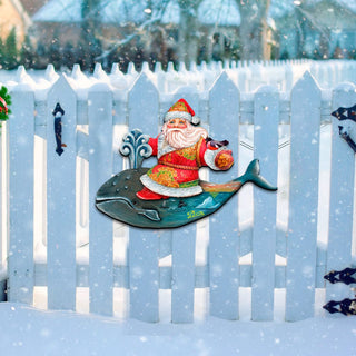 Whale Santa Christmas Door Decor by G. DeBrekht - Christmas Santa Snowman Decor - 8117827H