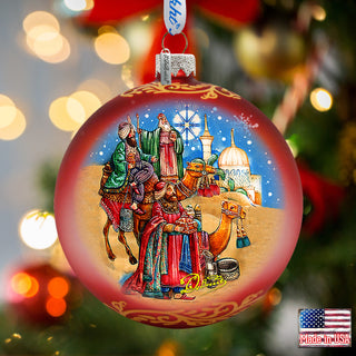 a christmas ornament hanging from a christmas tree