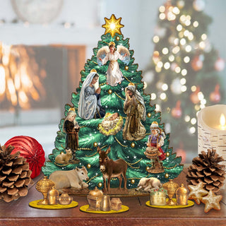 Story of Nativity Christmas Tree Eco Wood Set by D. Gelsinger Christmas Decor - 8091503-1-DG