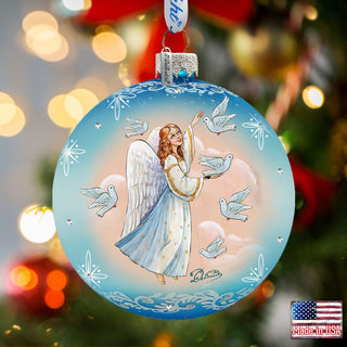 Angel Doves Ball Glass Ornament by G. DeBrekht - Nativity Holiday Decor - 73561