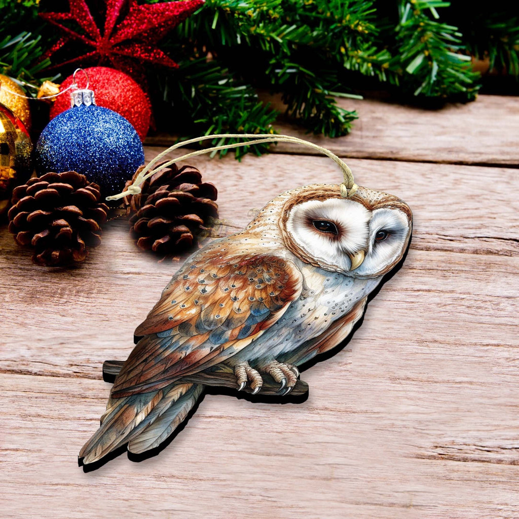 Alaskan Short-eared Owl Wooden Ornaments by G.Debrekht - Wildlife Holiday Decor - 8710004-4