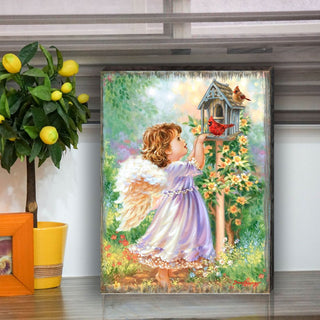 Angels Are Near Wooden Wall Art by D. Gelsinger - Nativity Holiday Decor - 95678B-DG