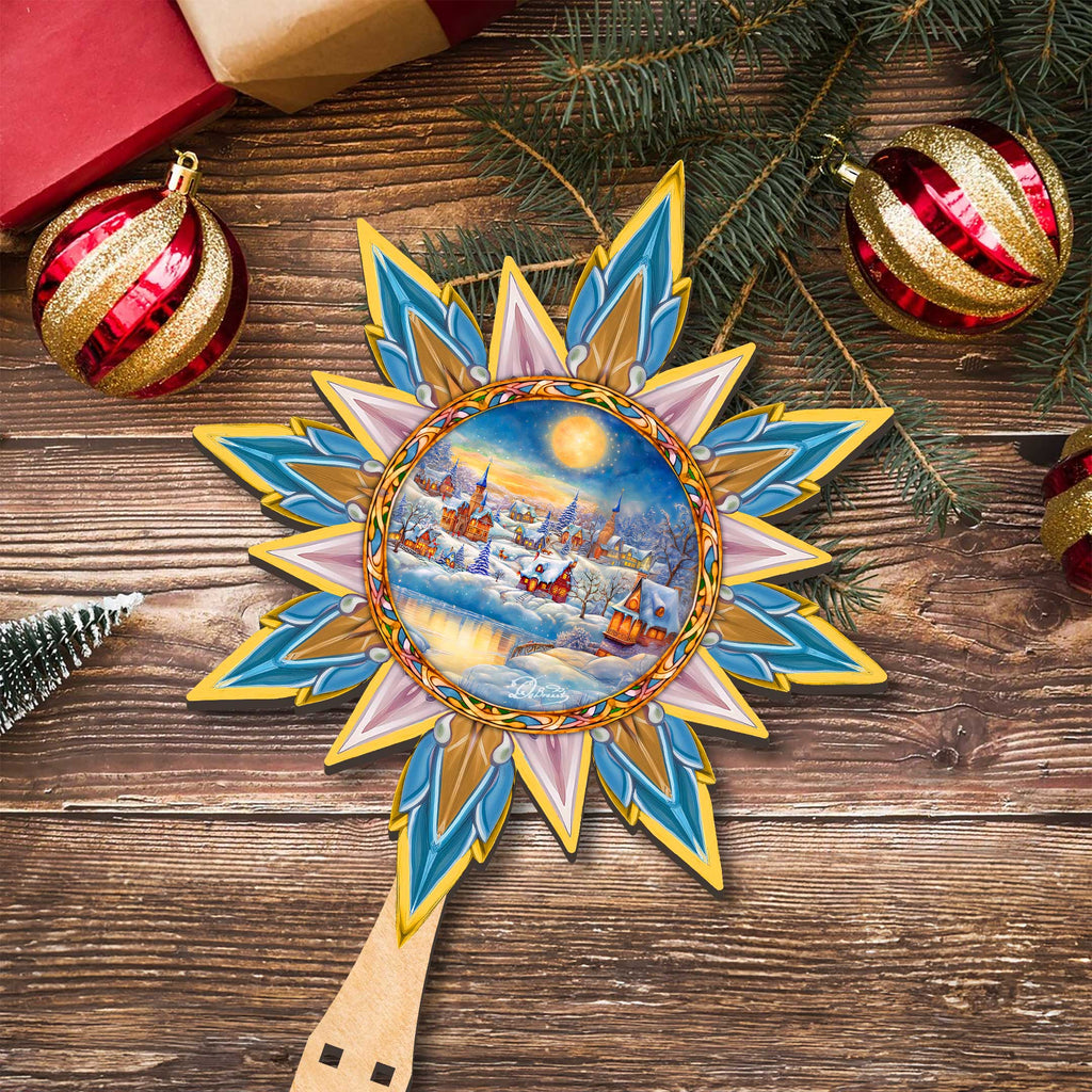 Christmas Village Star Tree Topper Wooden Decor by G. Debrekht - Christmas Decor - 89519