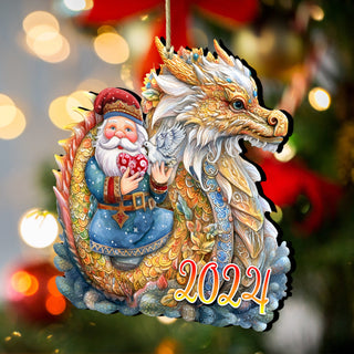 Santa with Dragon Wooden Ornaments by G. Debrekht Christmas Decor - 8611088-24