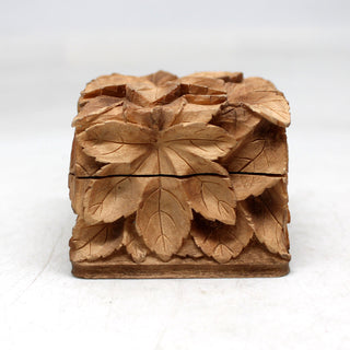 One-of-a-Kind Tree Leaves WOODCARVED Jewelry BOX 2.5x2.5x2 Inches - Handcarved Unique Home Decoration Beautiful Gift - Rare Find Collectible, Unique Hand Carved Gift