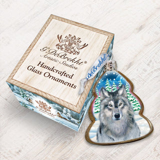 Wolf Face Wilderness Mercury Glass Ornament by G. DeBrekht - Wildlife Holiday Decor - 771031