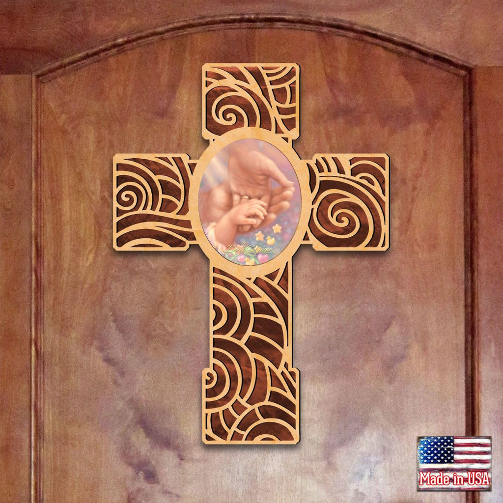 Baby Blessing Modern Wooden Cross by D. Gelsinger - Inspirational Icon Decor - 88284-DG