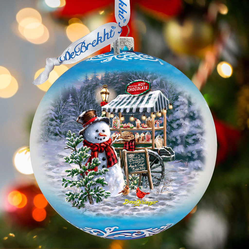 Hot Cocoa Magic - Frosty Fun Lg Glass Ornament by D. Gelsinger - Christmas Santa Snowman Decor - 73935-DG