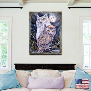 Night Watch Owls Wooden Wall Art by J. Bergsma - Nature Wildlife Decor - 8592902BP-JB