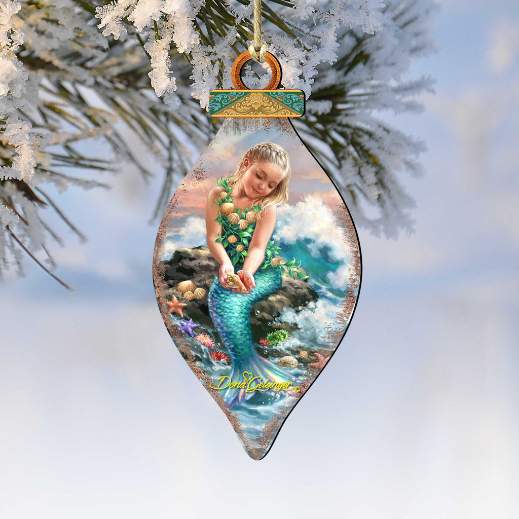 Princess of The Sea Cone Wooden Ornaments by Gelsinger - Coastal Holiday Decor - 8041112-1611