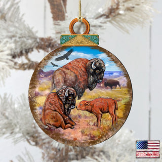 Buffalos Ball Wooden Ornaments by G. DeBrekht - Wildlife Holiday Decor - 8025218