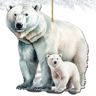 Polar Bear with Cub Wooden Ornaments by G.Debrekht - Wildlife Holiday Decor - 8710105-3