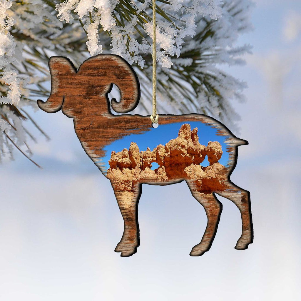 Goat Shaped Wooden Ornaments by Nature Wonders - Wildlife Holiday Decor - 8198228
