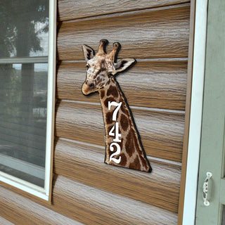 Giraffe Wooden Custom House Number Sign - Nature Wildlife Decor - Handcrafted Wooden Handcrafted Wooden Address Sign - MA982312