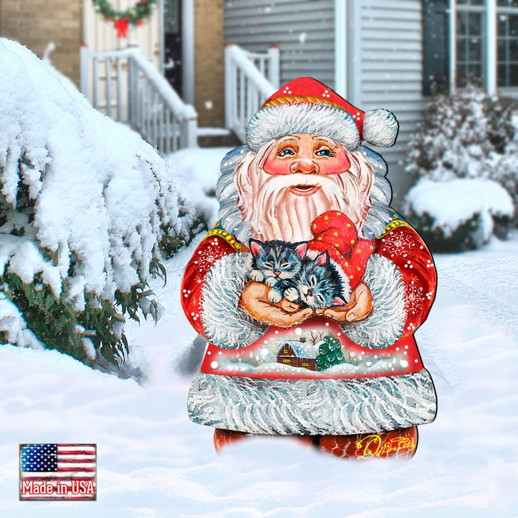 Holiday Kitten Santa Holiday Outdoor Yard Sign by G. DeBrekht - Christmas Decor - 8117808F