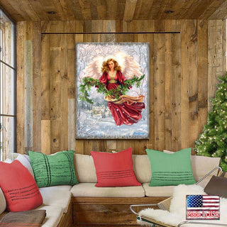 Snowfall Angel Art Wooden Wall Art by D. Gelsinger - Nativity Holiday Decor - 95681B-DG
