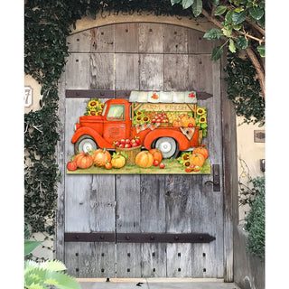 Pumpkin Produce Truck Thanksgiving Door Decor by Susan Winget - Halloween Decor - 8471202H-SW