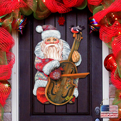 Violin Santa Christmas Door Decor by G. DeBrekht - Christmas Santa Snowman Decor - 8116210H