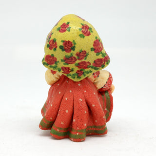 One-of-a-Kind Little Girl with a Flowers - Handmade Clay Figurine - Unique Gift- Folk Art Collectibles Handcrafted Treasures