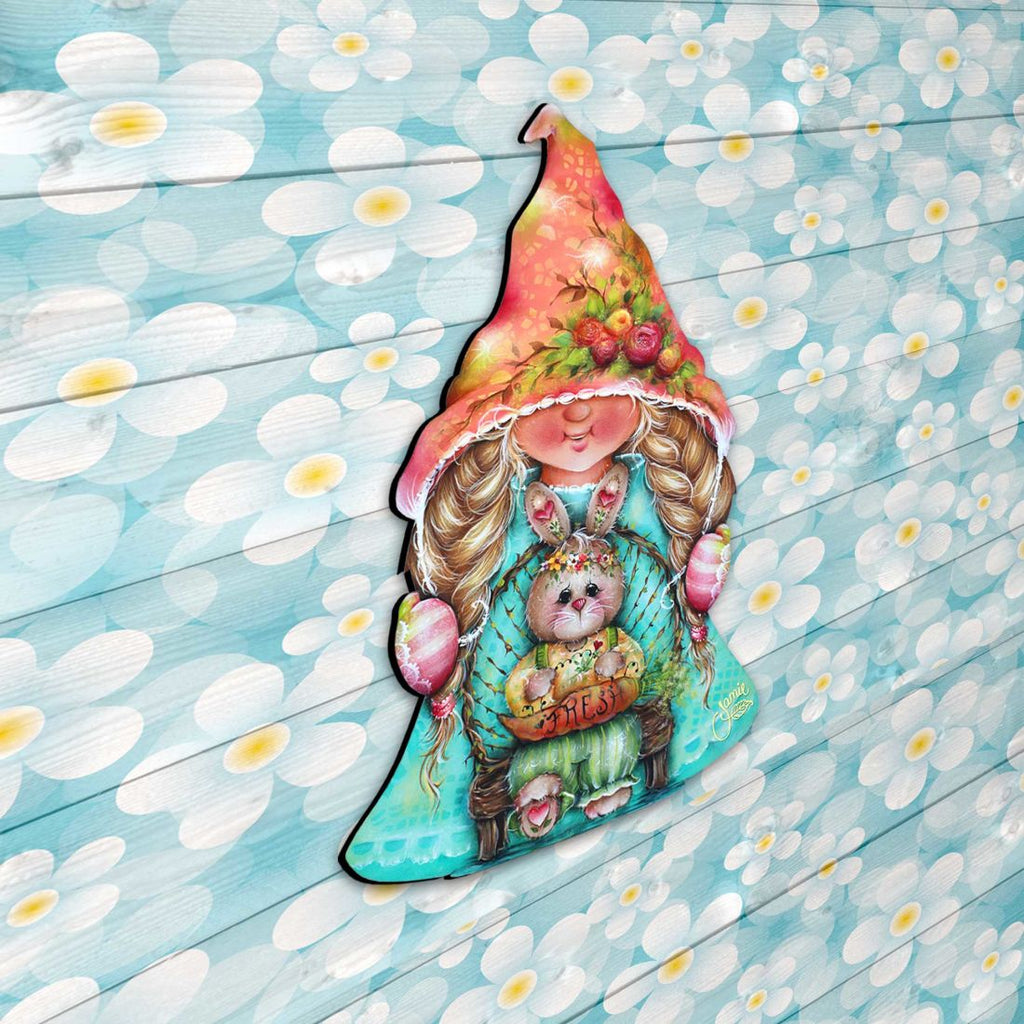 Gnome Girl Bunny Easter Door Decor by Jamie Mills-Price - Easter Spring Decor - 8457610H