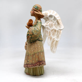 One-of-a-Kind Angel with Dove WOODCARVED Figurine 9x6x4 by GDeBrekht - Unique Handcrafted and Hand-Painted Collectible