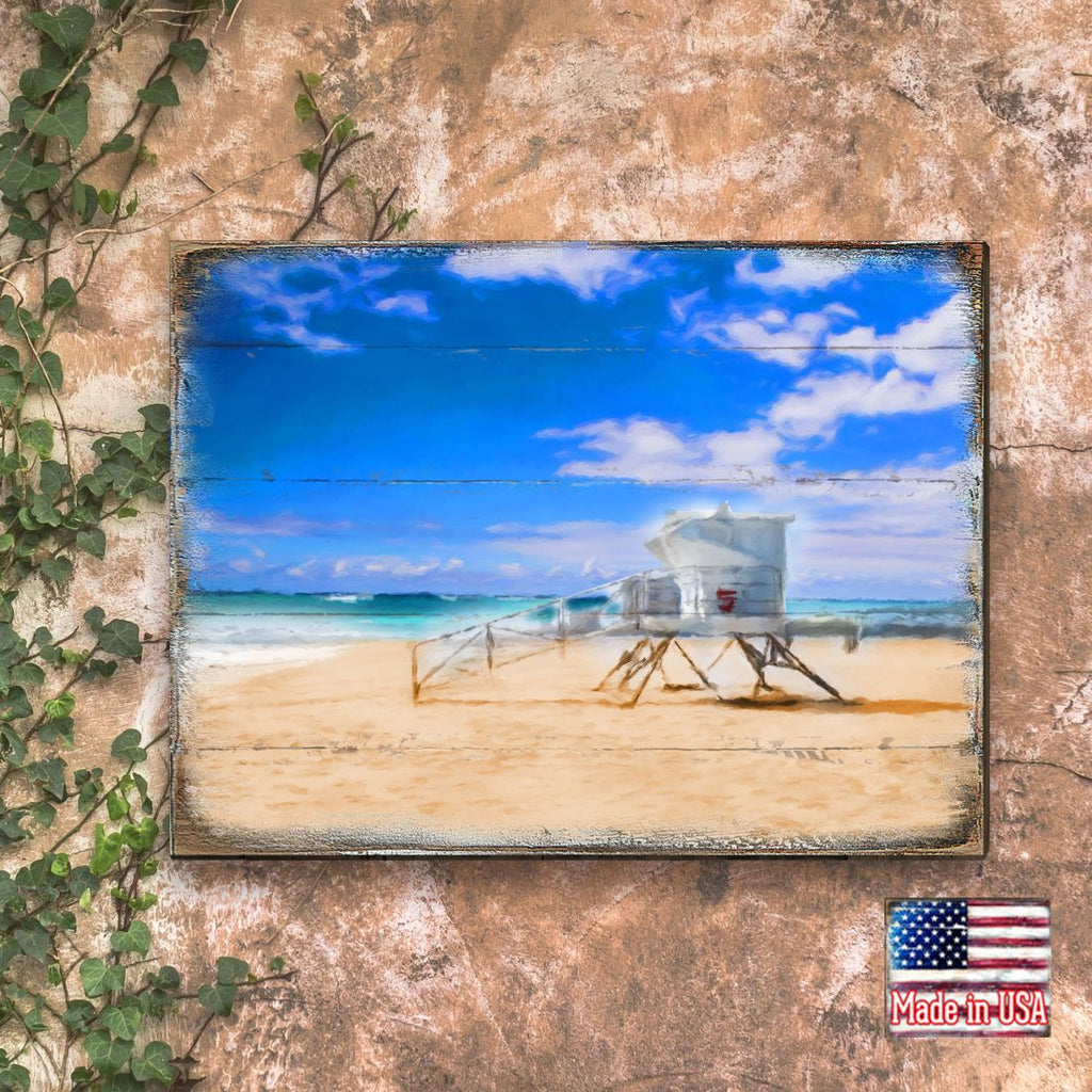Spady Beach Lifeguard Tower Wooden Coastal Wall Art by Nature Wonders - Coastal Sea-Life Decor - 95262B