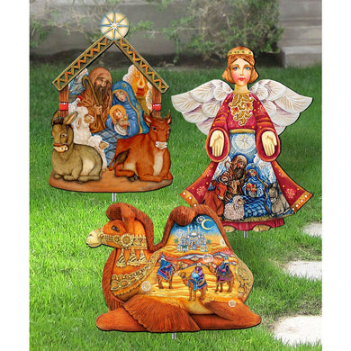 Nativity Outdoor Walkway Outdoor Garden Decor Set of 3 by G. DeBrekht - Nativity Holiday Decor - 8120127MS3