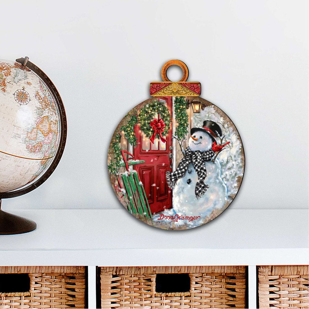 Winter Arrival Snowman Christmas Outdoor Decor Large Ornament by G. DeBrekht - Christmas Santa Snowman Decor - 8121127M-DG