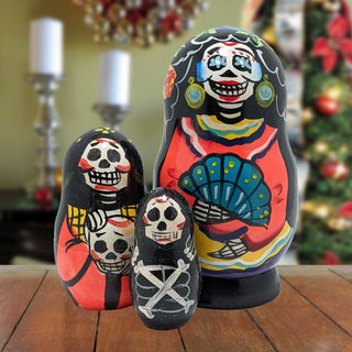 Halloween Hand-Painted Doll Matreshka Nesting Hand-Painted Doll by G. DeBrekht - Thanksgiving Halloween Decor - 14738