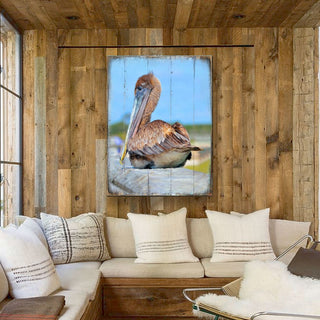 Spengler Pelican Wooden Coastal Wall Art by Nature Wonders - Coastal Sea-Life Decor - 95325B