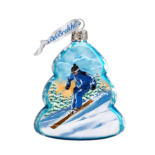 Skier Mercury Glass Ornament by G. DeBrekht - Wildlife Holiday Decor - 771037