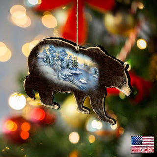 Winter Black Bear Wooden Ornaments by G. DeBrekht - Wildlife Holiday Decor - 8198215