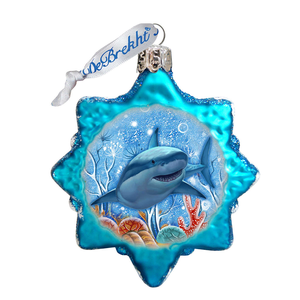 Shark Mercury Glass Ornament by G. DeBrekht - Coastal Holiday Decor - 777379