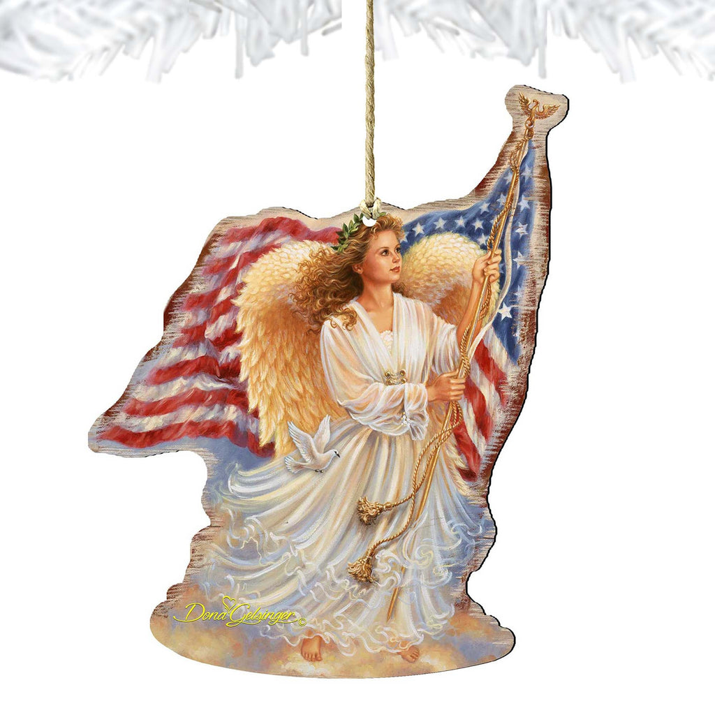 American Angel Wooden Ornaments by Gelsinger - American Christmas Decor - 8161021-0107