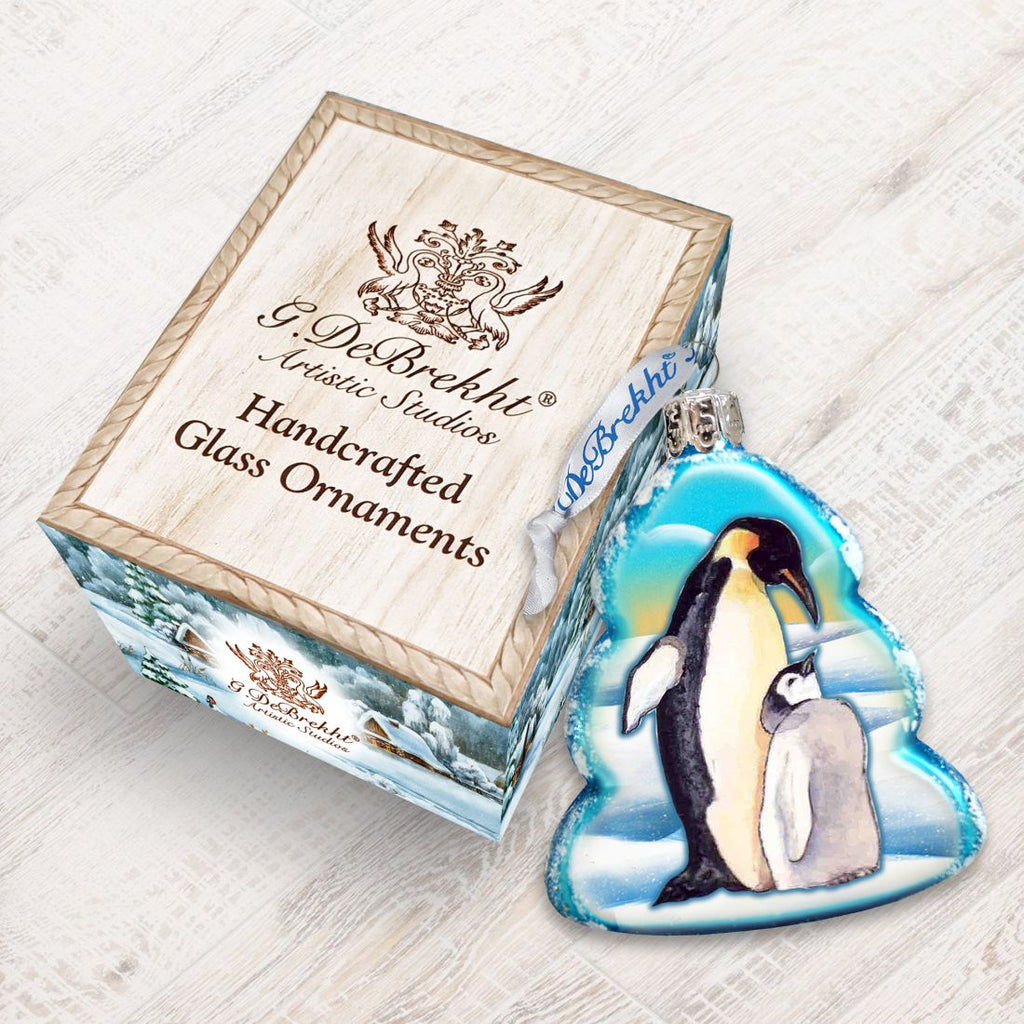 Penguin Family Mercury Glass Ornament by G. DeBrekht - Wildlife Holiday Decor - 771012
