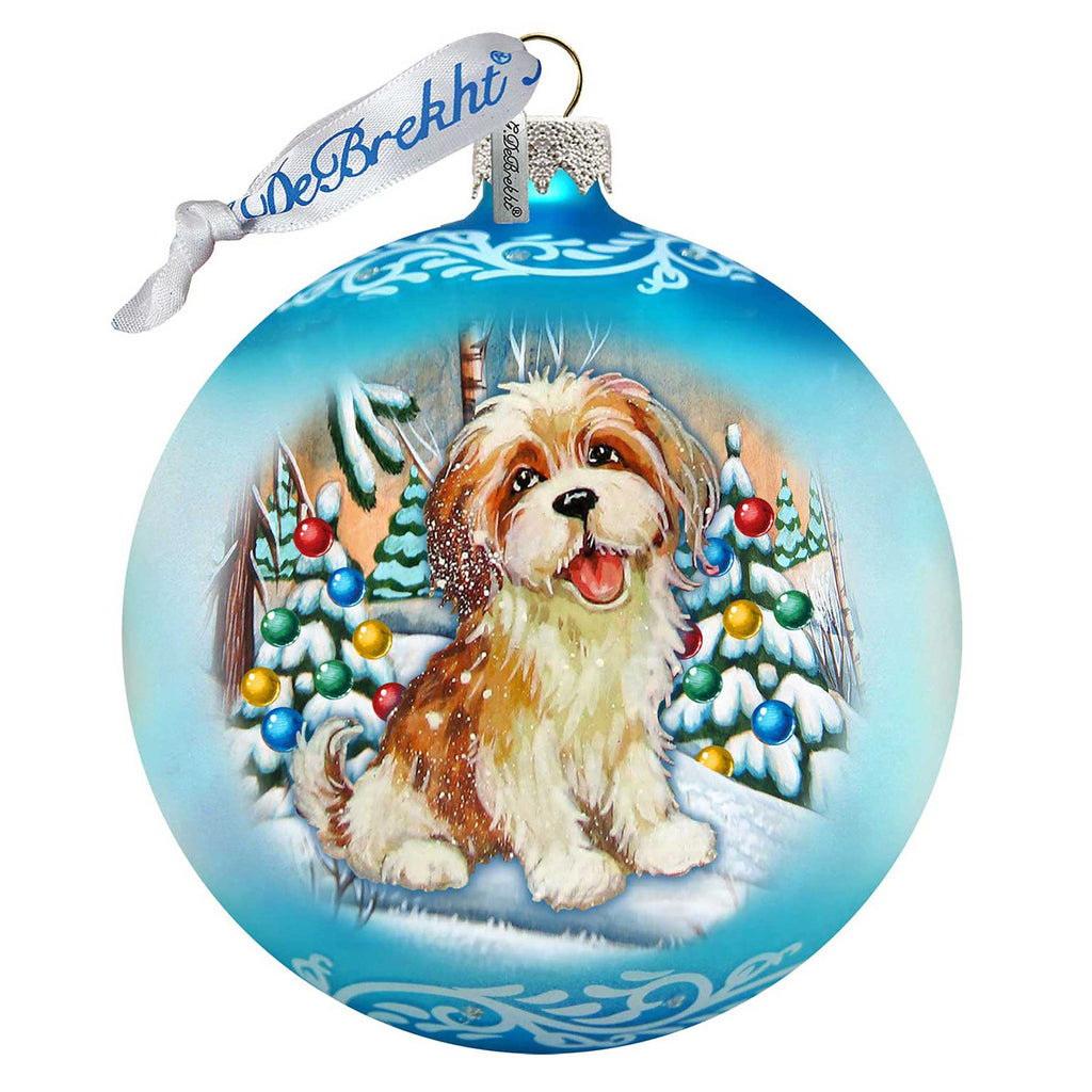 My Puppy Little Friend Ball Glass Ornament by G. DeBrekht - Christmas Decor - 73324