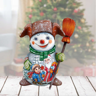 Santa Snowman with Kids Hand-Painted WOODCARVED Masterpiece by G. DeBrekht - Christmas Santa Snowman Decor - 8215893 *** PRE-ORDER - Handmade Just for You! ***