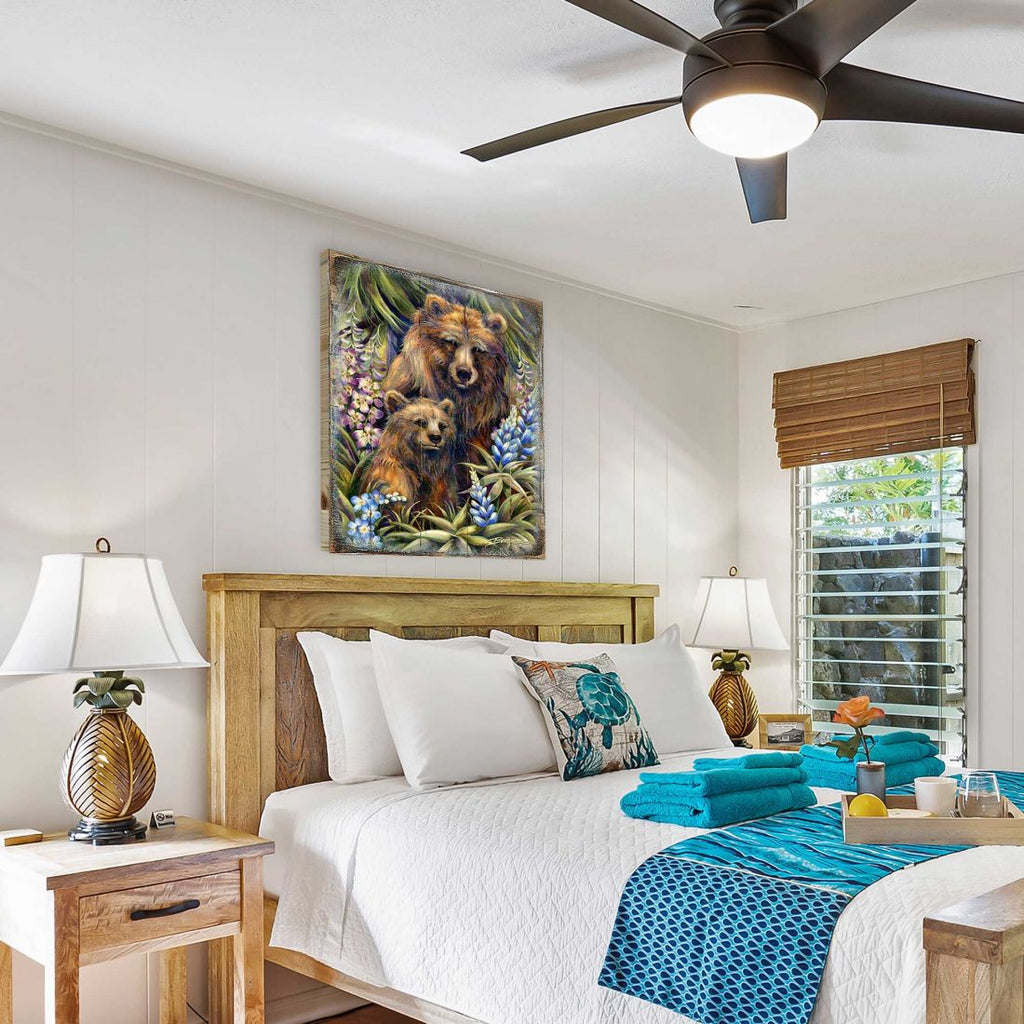 Grin & Bear it Grizzly Mother & Cub Wooden Wall Art by J. Bergsma - Nature Wildlife Decor - 8592947BP-JB