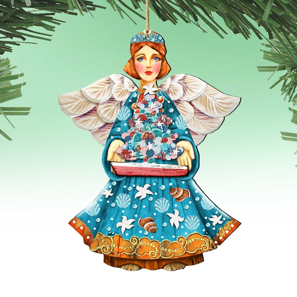 Christmas Tree Boat Guardian Wooden Ornaments by G. DeBrekht - Coastal Holiday Decor - 8152724-3