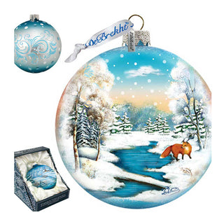 Winter Fox Ball Glass Ornament by G. DeBrekht - Wildlife Holiday Decor - 73415