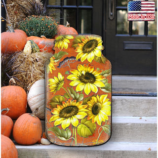 Sunflower Mason Jar Halloween Door Decor by G. DeBrekht - Thanksgiving Halloween Decor - 8158906H
