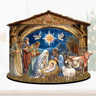 The Birth of Jesus Nativity Scene Decorative Village Eco Wood Set by G. Debrekht Nativity Holiday Decor - 852761