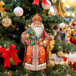 Santa's Tree of Joy Wooden Ornaments by G. Debrekht - Christmas Santa Snowman Decor - 8691418