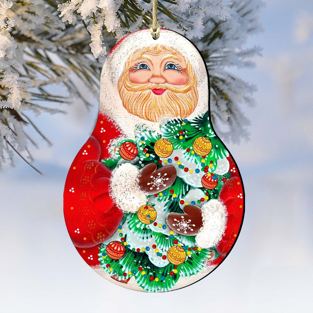 Santa Nesting Doll Wooden Ornaments by G. DeBrekht - Christmas Santa Snowman Decor - 8115011-2